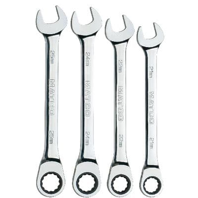 4 PIECE 72 TOOTH METRIC COMBINATION RATCHETING WRENCH SET