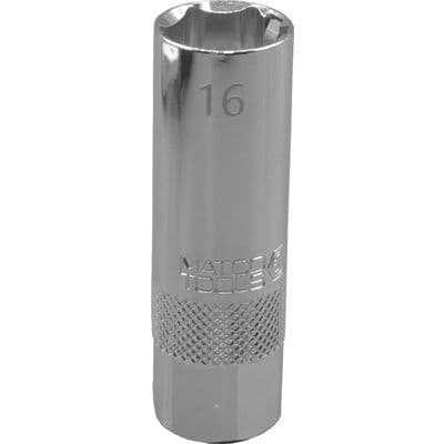3/8" DRIVE 16mm METRIC 6 POINT 2½" LONG SPARK PLUG SOCKET WITH RETAINING TABS