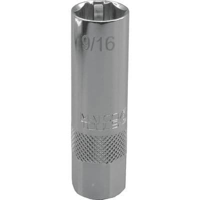 3/8" DRIVE 9/16" SAE 6 POINT 2½" LONG SPARK PLUG SOCKET WITH RETAINING TABS