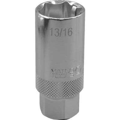 3/8" DRIVE 13/16" SAE 6 POINT 2½" LONG SPARK PLUG SOCKET WITH RETAINING TABS
