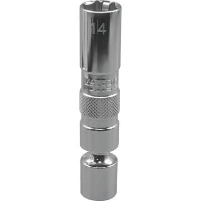 3/8" DRIVE 14mm METRIC 6 POINT 3½" LONG UNIVERSAL SPARK PLUG SOCKET WITH RETAINING TABS