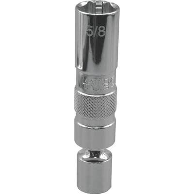 3/8" DRIVE 5/8" SAE 6 POINT 3½" LONG UNIVERSAL SPARK PLUG SOCKET WITH RETAINING TABS