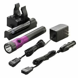 STINGER DUAL SWITCH LED RECHARGEABLE FLASHLIGHT WITH PIGGYBACK CHARGER - PURPLE